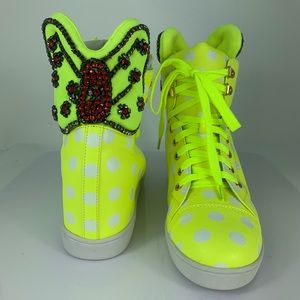 Manoush Yellow Jeweled Platform Sneakers FR41